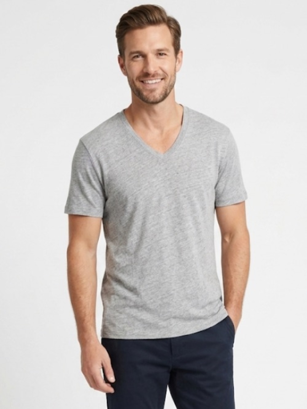 ATM Anthony Thomas Melillo Heather Gray V-Neck Short Sleeve Tee Medium NWT